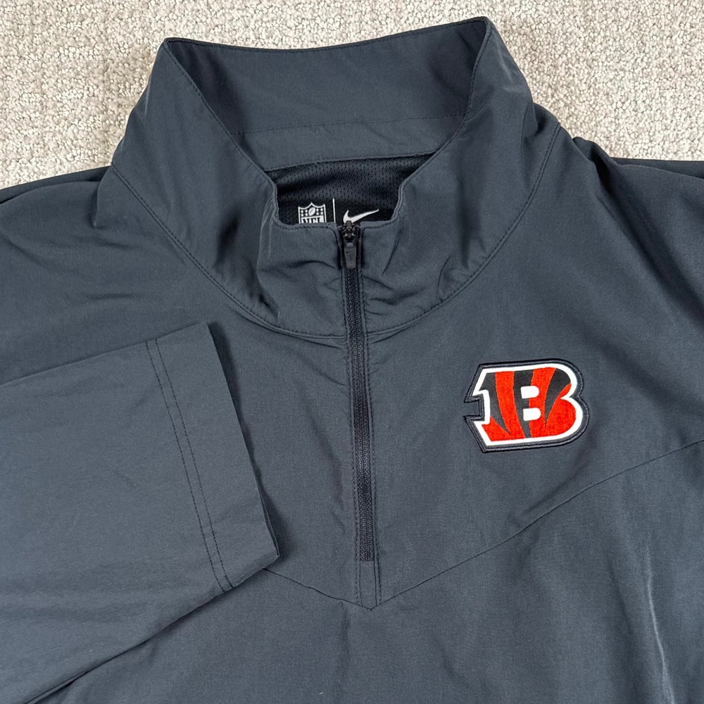 Nike Mens 3XL Cincinnati Bengals Black 1/4 Zip Windbreaker Pullover Jacket NFL